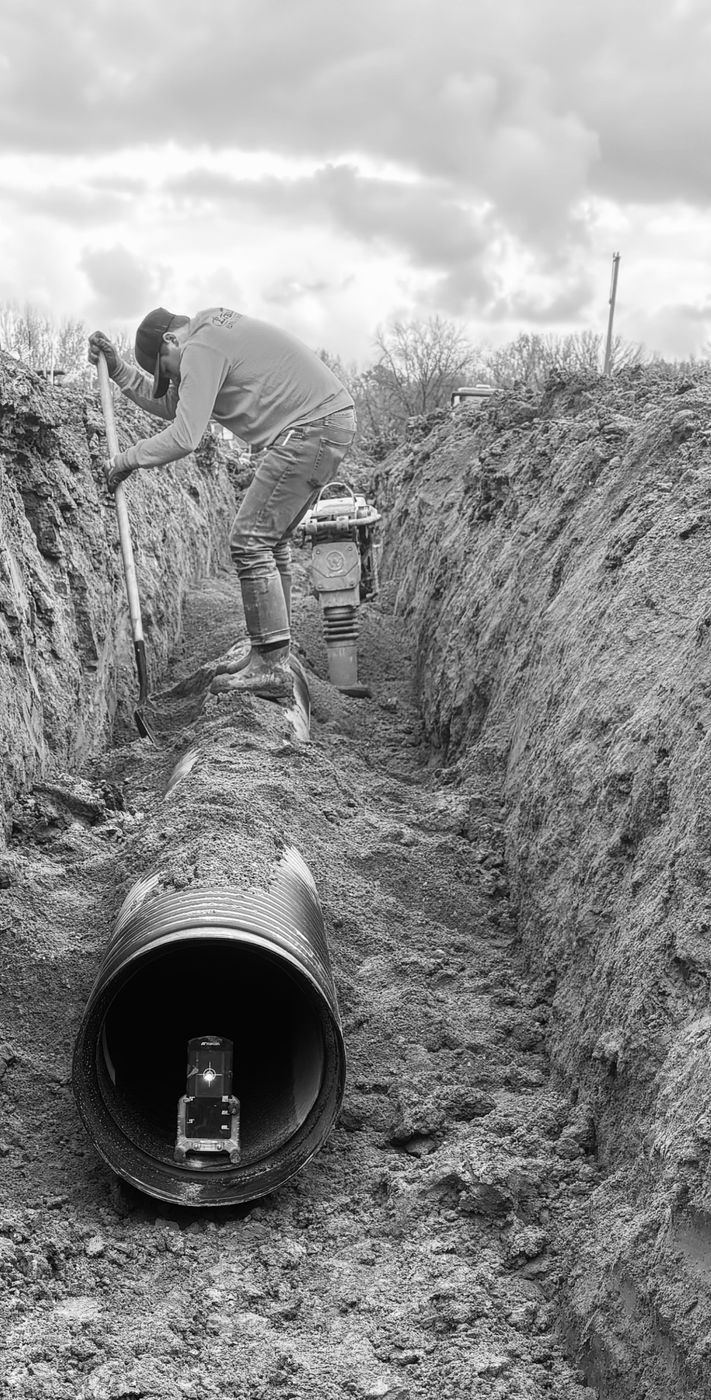 Levanen Underground crew laying pipe in a trench