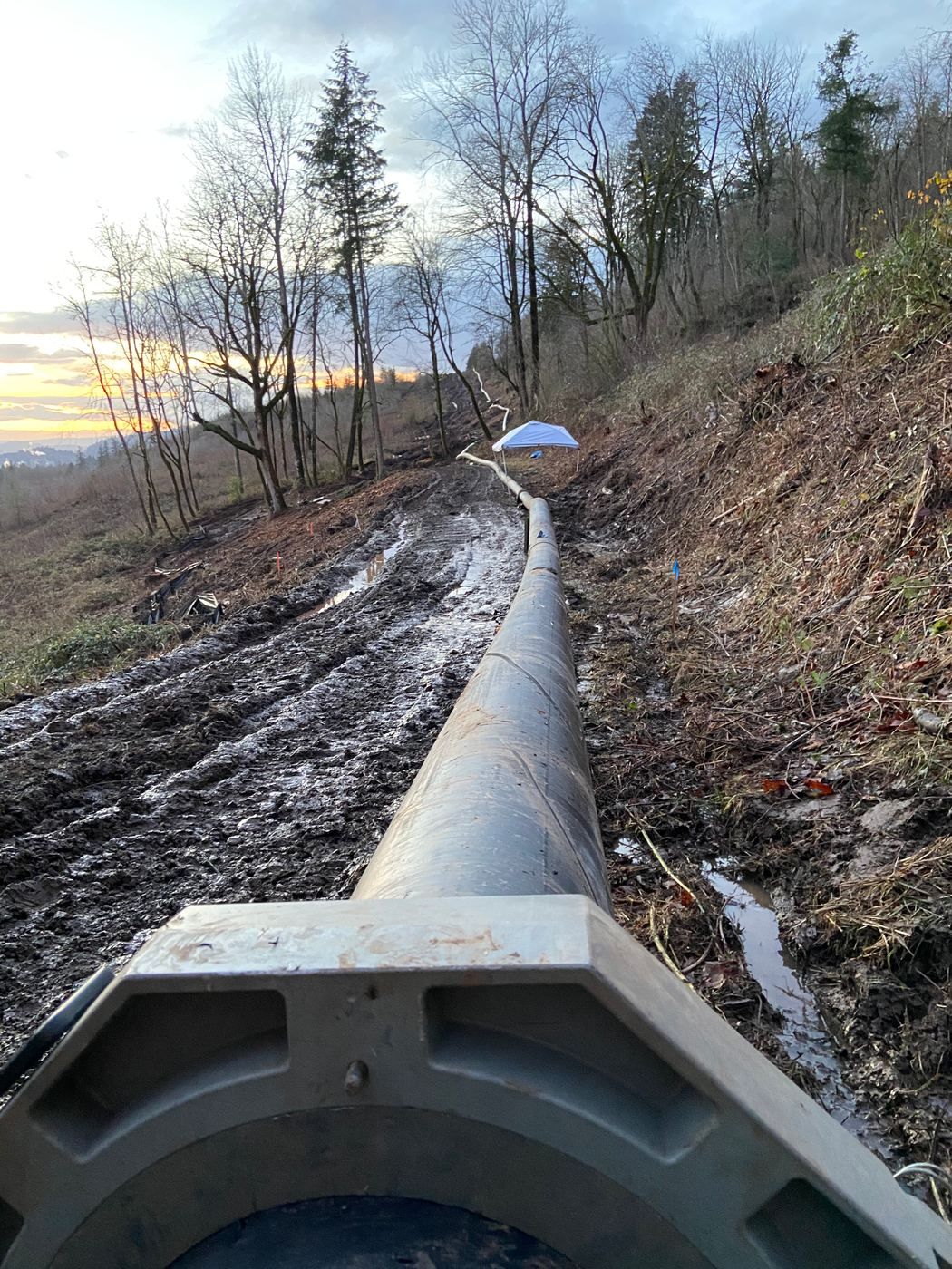 One mile run of fused HDPE water main across rough terrain